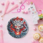 Fire Red Flame Mythical Dragon Head Papieren Bordje (Feest)