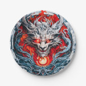 Fire Red Flame Mythical Dragon Head Papieren Bordje (Voorkant)