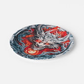 Fire Red Flame Mythical Dragon Head Papieren Bordje (Gekanteld)