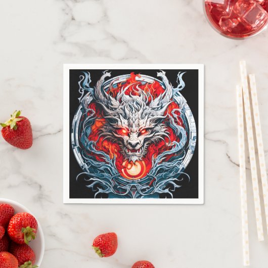 Fire Red Flame Mythical Dragon Head Servet (Insitu)
