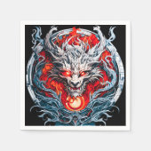 Fire Red Flame Mythical Dragon Head Servet (Voorkant)
