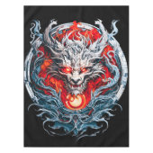 Fire Red Flame Mythical Dragon Head Tafelkleed (Voorkant)