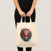Fire Red Flame Mythical Dragon Head Tote Bag (Voorkant (product))
