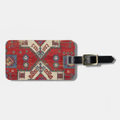 Fire Red Ornamental Motif 19th Century Authentic Bagagelabel (Voorkant horizontaal)