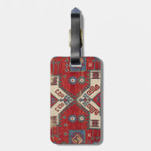 Fire Red Ornamental Motif 19th Century Authentic Bagagelabel (Achterkant verticaal)