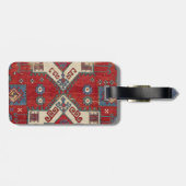 Fire Red Ornamental Motif 19th Century Authentic Bagagelabel (Achterkant horizontaal)