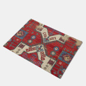 Fire Red Ornamental Motif 19th Century Authentic Deurmat (Schuin)