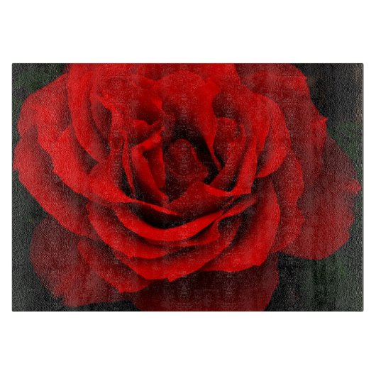 Fire Red Rose Glass Cutting Board Snijplank (Voorkant)