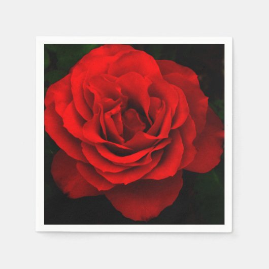 Fire Red Rose-Paper Cocktail Napkins Servet (Voorkant)