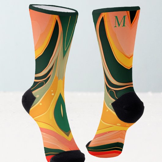 Fire red yellow organic lines modern  sokken