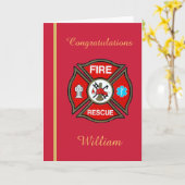 Fire Rescue EMT Custom Birthday Card Kaart (Gele Bloem)