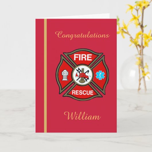 Fire Rescue EMT Custom Birthday Card Kaart (Gele Bloem)