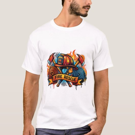 Fire Rescue Graffiti Street Art T-Shirt (Voorkant)