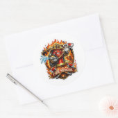 Fire Rescue Hero Ronde Sticker (Envelop)