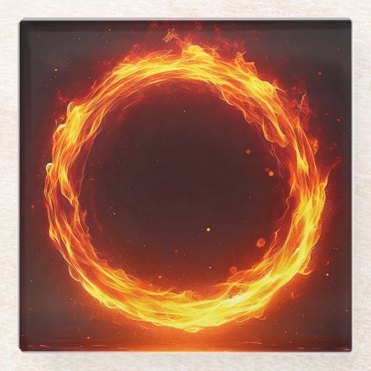 fire ring glazen onderzetter (Voorkant)