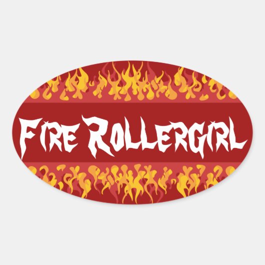 Fire Rollegirl Ovale Sticker (Voorkant)