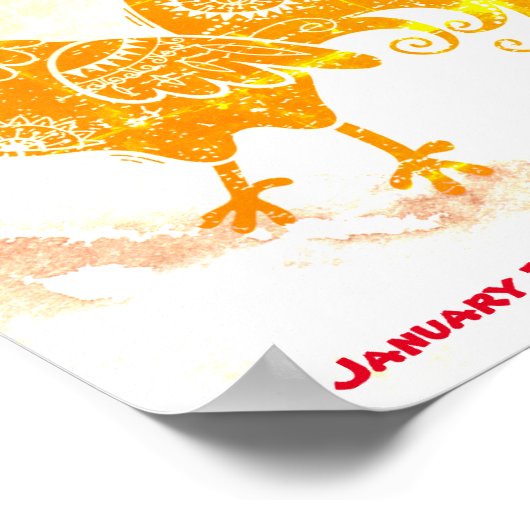 FIRE ROOSTER BIRTHDAY POSTER (Hoek)