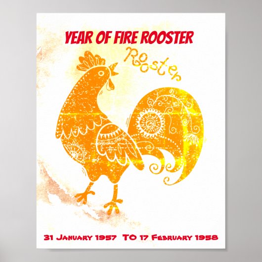FIRE ROOSTER BIRTHDAY POSTER (Voorkant)