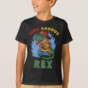 Fire Saurus Rex brandweerman T Rex dinosaurus T-shirt