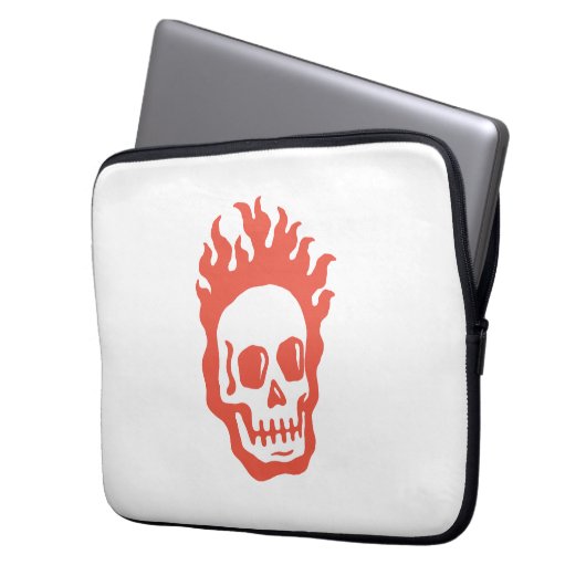 Fire Skull Laptop Sleeve (Voorkant Links)