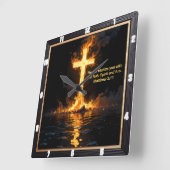 Fire Smoke Cross Baptism Spirit Matthew 3:11 Vierkante Klok (Hoek)
