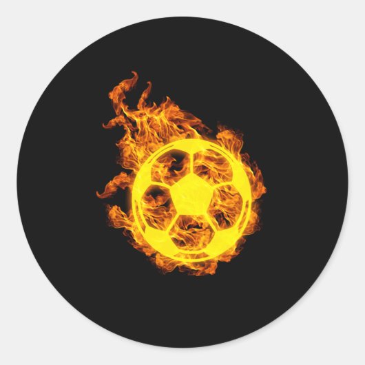 Fire Soccer Flames Ball Soccer Player Ronde Sticker (Voorkant)