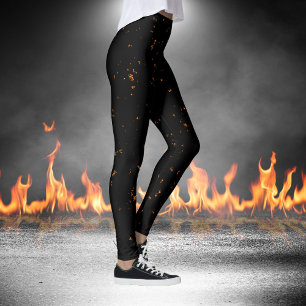 Fire Sparks bedekken je foto brandende as zwart Leggings