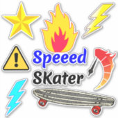 Fire Speed Skateboard Stickers (Schaats Design) (Voorkant)