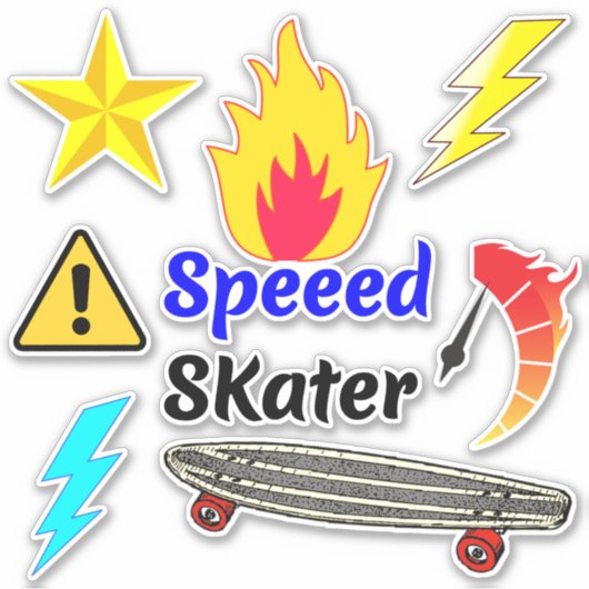 Fire Speed Skateboard Stickers (Schaats Design) (Voorkant)