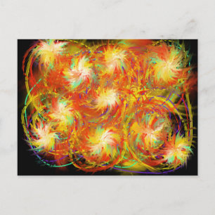 Fire Spirals Funky Colorful Flame Abstracte Art Briefkaart