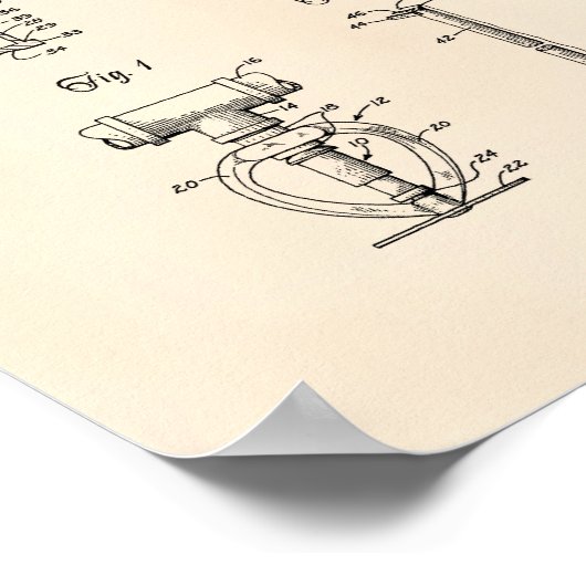 Fire Sprinkler Head 1965 Patent Art - Oude poster (Hoek)
