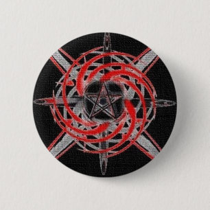 Fire Star Red Pentagram Ronde Button 5,7 Cm