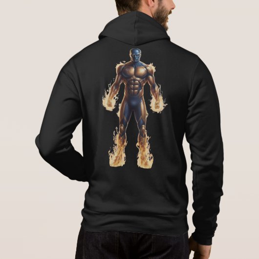 Fire Storm Elemental Black Graphic Full-Zip Hoodie (Achterkant)