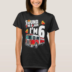 Fire Truck 6th Birthday Boy brandweerman 6 Year T-shirt
