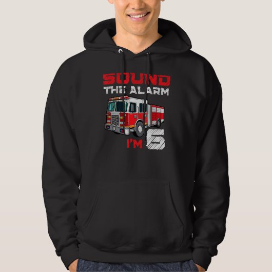 Fire Truck 6th Birthday Boy Future Firefigher 6 Y Hoodie (Voorkant)