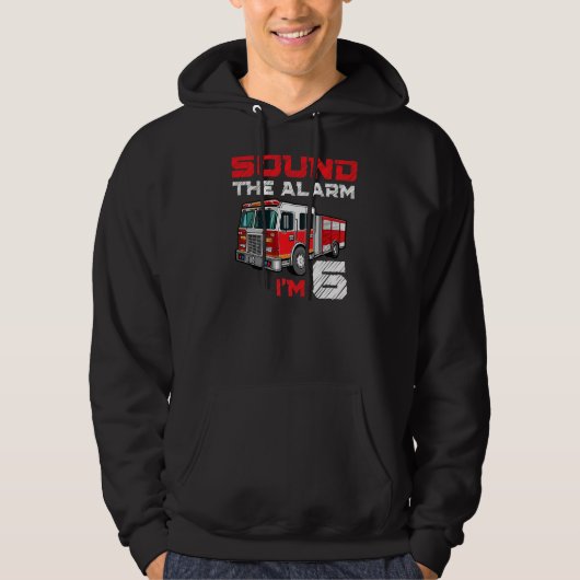 Fire Truck 6th Birthday Boy Future Firefigher 6 Y Hoodie (Voorkant)