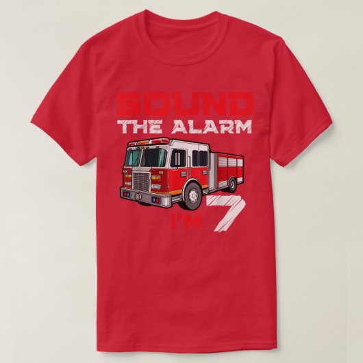Fire Truck 7th Birthday Boy Future Firefight 7 Y T-shirt (Design voorkant)