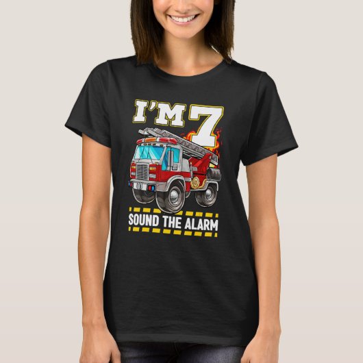 Fire Truck 7th Birthday Boy Toddler Firefighter 7 T-shirt (Voorkant)