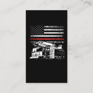 Fire Truck American Flag Firefighter Red US Line Visitekaartje