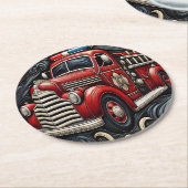 Fire Truck Art op leer Ronde Kartonnen Onderzetter (Gebogen)