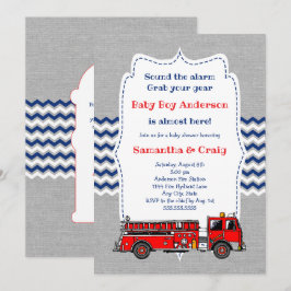 Fire Truck Baby Baby shower Uitnodigen, kamer op r Kaart