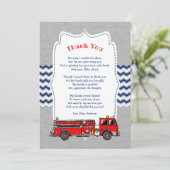 Fire Truck Baby shower dank u opmerking Kaart (Staand voorkant)
