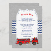 Fire Truck Baby shower dank u opmerking Kaart (Voorkant / Achterkant)