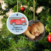 Fire Truck Baby's 1e Kerstmis Foto Keepsake Keramisch Ornament