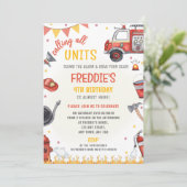 Fire Truck Birthday Invitation - Sound the Alarm  Kaart (Staand voorkant)