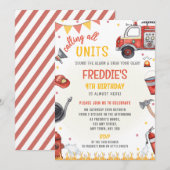 Fire Truck Birthday Invitation - Sound the Alarm  Kaart (Voorkant / Achterkant)