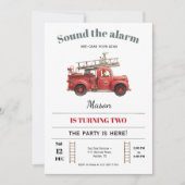 Fire Truck Birthday Invitation Sound the Alarm Kaart (Voorkant)