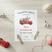 Fire Truck Birthday Invitation Sound the Alarm Kaart