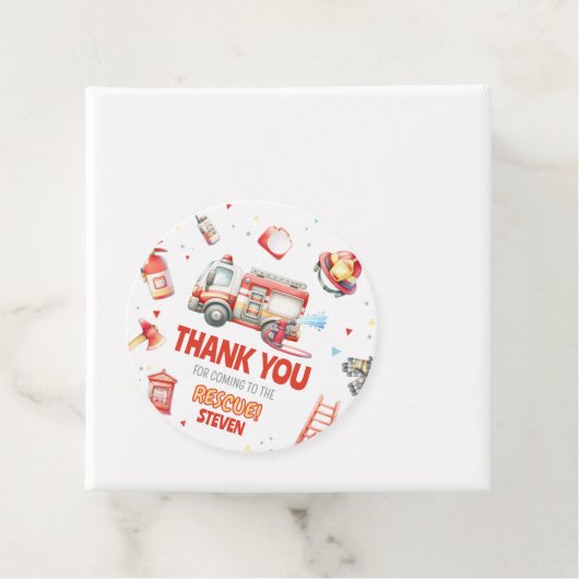Fire Truck Birthday Party  Bedankjes Labels (In situ)