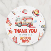 Fire Truck Birthday Party Bedankjes Labels (Voorkant)
